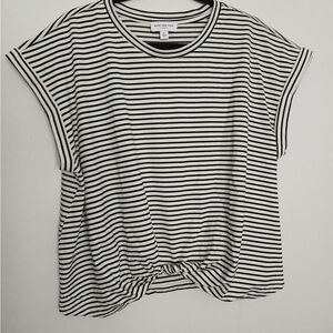 Women's Black and White Striped Top